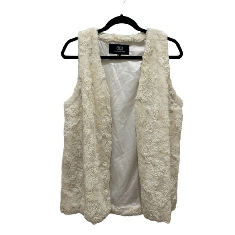 Tarts Collections White Faux Fur Lined Open Front Vest Small
